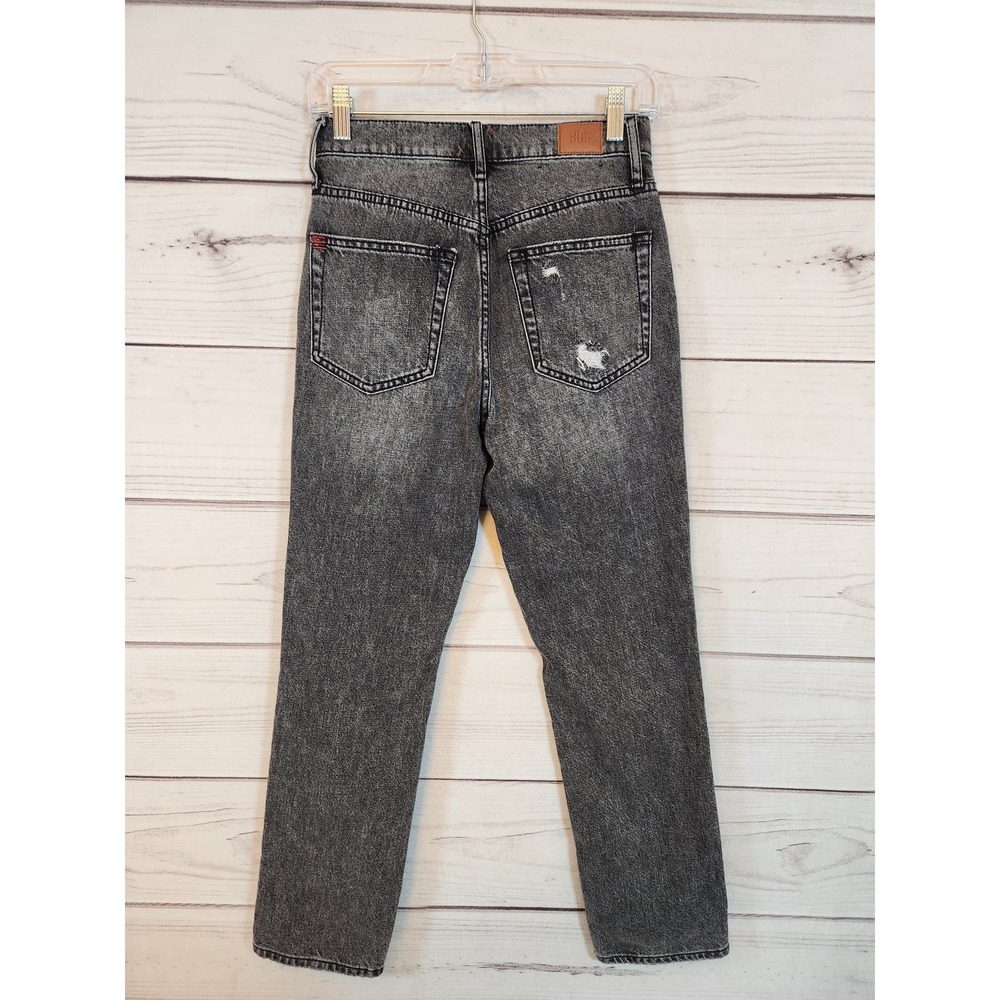 BDG Urban Outfitters Womens Black High Rise Distressed Slim Straight Jeans 25 - Picture 2 of 8
